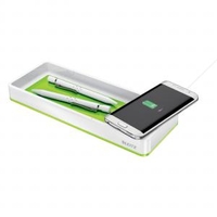 Leitz WOW Desk Organiser with Inductive Charger. Whitegreen.