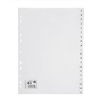 Office Index A-Z 20-Part Polypropylene Multipunched Reinforced Holes