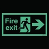 Safety Sign Niteglo Fire Exit Running Man Arrow Right 150x450mm