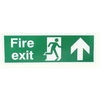 Safety Sign Niteglo Fire Exit Running Man Arrow Up 150x450mm