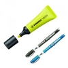 Stabilo Neon Highlighter Yellow Pack of 10 with Free Worker Rollerball