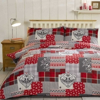 Alpine Patchwork Brushed Cotton Bedding Set Red