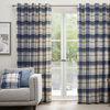 Balmoral Check Ready Made Eyelet Curtains Navy