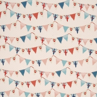 Bunting Curtain Fabric Blue