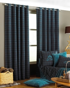 Teal Verbier Ready Made Eyelet Curtains