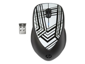 HP x4000 - Mouse - laser - 3 button(s) - wireless - 2.4 GHz - USB wireless receiver - zebra fade - for ENVY TouchSmart 4; Pavilion 15; Pavilion Sleekbook 15; Pavilion TouchSmart Sleekbook 15