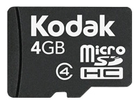 Kodak - Flash memory card (microSDHC to SD adapter included ) - 4 GB - Class 4 - microSDHC