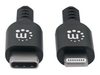 Manhattan Charge & Sync Lightning® Cable,  USB-C to Lighting,  0.5m,  Male to Male,  MFi Certified (Apple approval program),  480 Mbps (USB 2.0),  Hi-Speed USB,  Black,  Lifetime Warranty,  Box - Lightning cable - 50 cm