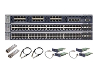 NETGEAR ProSAFE 96-Port L3 Managed Switch Starter Kit - NETGEAR ProSafe L2+ 10 Gigabit Managed Switch 24p SFP+ (XSM7224S),  2 x 24G Stacking Kit (2 modules,  1 cable),  2 x Direct Attach SFP+ to SFP+ Cables (3m),  2 x 10GBase-LRM SFP+ LC Optics - switch - 48 