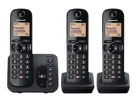 Panasonic KX-TGC263EB - cordless phone - answering system with caller ID/call waiting + 2 additional handsets - 3-way call capability