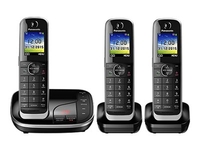 Panasonic KX-TGJ323EB - cordless phone - answering system with caller ID + 2 additional handsets - 3-way call capability