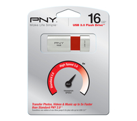 PNY 16 GB Wave Attach USB 3.0 Memory Stick - Silver