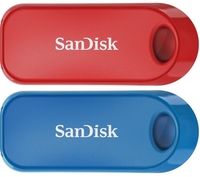 SANDISK Cruzer Snap USB 2.0 Memory Stick - 32 GB,  Pack of 2,  Red & Blue