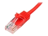 StarTech.com 10 ft Red Cat5e / Cat 5 Snagless Patch Cable 10ft - patch cable - 3 m - red