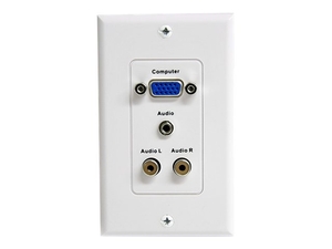 StarTech.com 15-Pin Female VGA Wall Plate with 3.5mm and RCA - White - wall plate