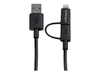 StarTech.com 1m (3 ft) Black Apple 8-pin Lightning Connector or Micro USB to USB Combo Cable for iPhone iPod iPad - Charge and Sync Cable (LTUB1MBK) - charging / data cable - Lightning / USB - 1 m