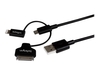 StarTech.com 1m 3 ft Black Apple 8-pin Lightning or 30-pin Dock Connector or Micro USB to USB Cable for iPhone iPod iPad - Charge & Sync (LTADUB1MB) - charging / data cable - 1 m