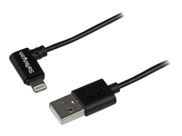 StarTech.com 1m 3ft Angled Black Apple 8-pin Lightning to USB Cable for iPhone iPod iPad - Angled Lightning Cable - Charge & Sync - 1 m (USBLT1MBR) - Lightning cable - Lightning / USB - 1 m