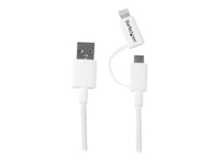 StarTech.com 1m (3ft) Apple Lightning or Micro USB to USB Cable for iPhone / iPod / iPad - White - Apple MFi Certified (LTUB1MWH) - charging / data cable - Lightning / USB - 1 m