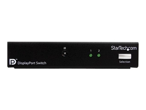 StarTech.com 2 Port DisplayPort Video Switch with Audio & IR Remote Control - video/audio switch - 2 ports - desktop