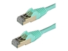 StarTech.com 2m CAT6A Ethernet Cable,  10 Gigabit Shielded Snagless RJ45 100W PoE Patch Cord,  CAT 6A 10GbE STP Network Cable w/Strain Relief,  Aqua,  Fluke Tested/UL Certified Wiring/TIA - Category 6A - 26AWG (6ASPAT2MAQ) - patch cable - 2 m - aqua