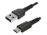 StarTech.com 2m USB A to USB C Charging Cable,  Durable Fast Charge & Sync USB 2.0 to USB Type C Data Cord,  Rugged TPE Jacket Aramid Fiber M/M 3A Black,  Samsung S10,  S20,  iPad Pro,  Pixel - Heavy Duty and Rugged - USB-C cable - USB to 24 pin USB-C - 2 m