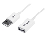 StarTech.com 2m White USB 2.0 Extension Cable Cord - A to A - USB Male to Female Cable - 1x USB A (M),  1x USB A (F) - White,  2 meter (USBEXTPAA2MW) - USB extension cable - 2 m
