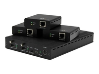 StarTech.com 3 Way HDMI Splitter - HDBaseT Extender Kit w/ 3 Receivers - 1x3 HDMI over CAT5 Splitter - 3 Port HDBaseT HDMI Extender - Up to 4K (ST124HDBT) - video/audio extender