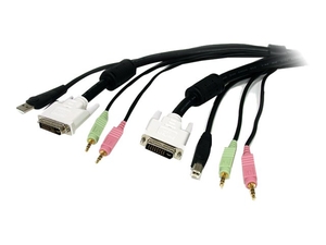 StarTech.com 4-in-1 USB DVI KVM Cable with Audio and Microphone - keyboard / video / mouse / audio extension cable - 4.6 m