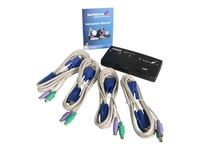 StarTech.com 4 Port Black PS/2 KVM Switch Kit with Cables - 4 Port PS2 KVM Switch - KVM Switch with Cables - VGA KVM Switch (SV411K) - KVM switch - 4 ports