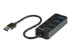 StarTech.com 4 Port USB 3.0 Hub,  USB-A to 4x USB 3.0 Type-A with Individual On/Off Port Switches,  SuperSpeed 5Gbps USB 3.1/USB 3.2 Gen 1,  USB Bus Powered,  Portable,  9.8" Attached Cable - Windows/macOS/Linux (HB30A4AIB) - hub - 4 ports