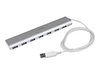 StarTech.com 7 Port Compact USB 3.0 Hub with Built-in Cable - Aluminum USB Hub - Silver USB3 Hub with 20W Power Adapter (ST73007UA) - USB peripheral sharing switch - 7 ports