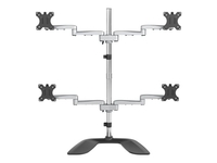 StarTech.com Desktop Quad Monitor Stand,  Ergonomic VESA 4 Monitor Arm (2x2) up to 32,  Free Standing Articulating Universal Pole Mount,  Height Adjustable/Tilt/Swivel/Rotate,  Silver - Heavy-duty VESA Mount (ARMQUADSS) stand - adjustable arm - for 4 monitor