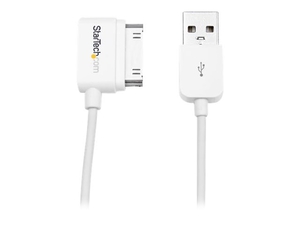 StarTech.com Right Angle Apple 30-pin Dock to USB Cable iPhone iPod iPad - charging / data cable - 1 m