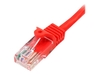 StarTech.com Snagless Cat 5e Crossover UTP Patch Cable - crossover cable - 1.8 m - red