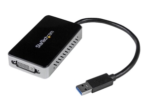 StarTech.com USB 3.0 to DVI External Video Card Adapter with 1-Port USB Hub - external video adapter - T5-302 - 16 MB - black