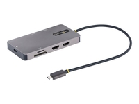 StarTech.com USB C Multiport Adapter,  Dual HDMI Video,  4K 60Hz,  2-Port 5Gbps USB-A Hub,  100W Power Delivery Charging,  GbE,  SD/MicroSD,  USB Type-C Mini Travel Dock,  12"/30cm Cable - USB C Laptop Docking Station - docking station - USB-C / Thunderbolt 3 / T