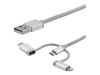 StarTech.com USB Multi Charging Cable - 6.6 ft / 2m - Lightning / USB-C / Micro-USB - Braided - MFi Certified - USB 2.0 - 3 in 1 Charging (LTCUB2MGR) - USB cable kit