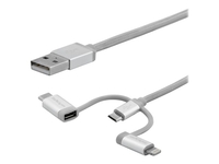 StarTech.com USB Multi Charging Cable - 6.6 ft / 2m - Lightning / USB-C / Micro-USB - Braided - MFi Certified - USB 2.0 - 3 in 1 Charging (LTCUB2MGR) - USB cable kit