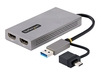 StarTech.com USB to Dual HDMI Adapter,  USB A/C to 2x HDMI Monitors (1x 4K 30Hz,  1x 1080p),  Integrated USB-A toC Dongle,  4in/11cm Cable,  Windows & macOS - USB 3.0 to HDMI Multi-Monitor Display Adapter for Laptop (107B-USB-HDMI) - adapter - HDMI / USB