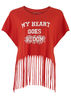 Simeon Farrar My Heart Goes Bloom Fringed Tee in Red