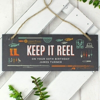 Keep It Reel"" Printed Hanging Slate Plaque