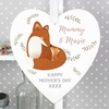 Mummy and Me Fox 22cm Large Wooden Heart Decoration