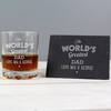 The Worlds Greatest"" Whisky Tumbler & Slate Coaster Set