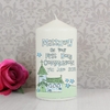 Whimsical Church Blue 1st Holy Communion Candle