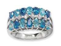 Esse Collection Silver Blue & White CZ Ring Size: L