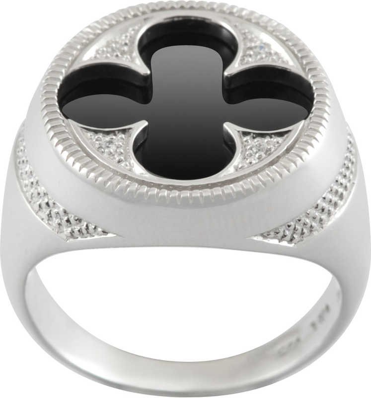 V&amp;A Inspired Argentium
Silver Gothic Quatrefoil Onyx
Ring Size: S