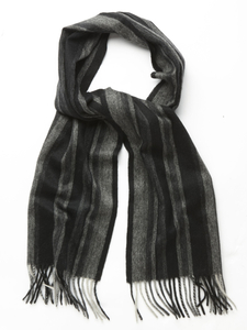 Grey And Blue Stripe Cashmere Scarf