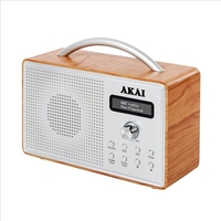 Akai DAB Radio with LED Screen,  Alarm Clock and Sleep Timer (Oak)