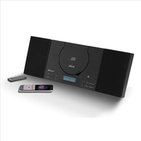 Akai Wall Mountable Home Audio Bluetooth System,  with CD,  MP3 and FM Radio,  LCD Display and Wake Up Alarm - Black